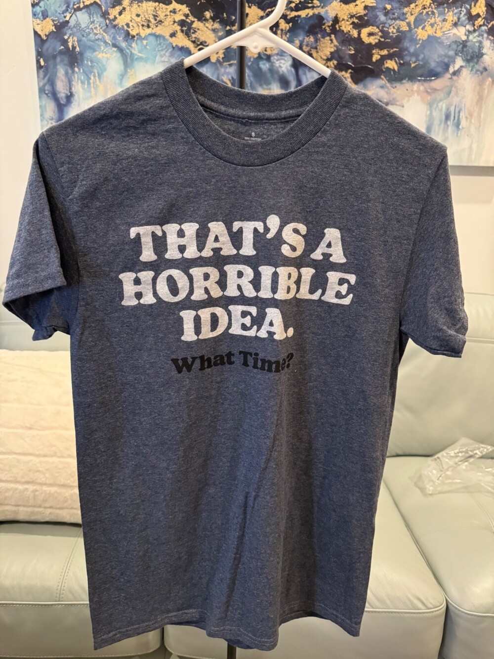 That's a Horrible Idea. What Time? Funny Message Girl Boss T-shirt Women's Small